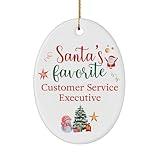 Santa's Favorite Customer Service Executive Ornament Gifts - Oval Shaped for Happy New Year Merry Xmas Friend Coworker Office Circle 2024 2025 2026 Party Decor