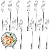 12 Piece Dinner Forks Set, Food-Grade Stainless Steel Forks Silverware, Cutlery Forks, Dessert Forks, Metal Forks for Home, Kitchen or Restaurant, Mirror Polished, Dishwasher Safe - 8 Inch