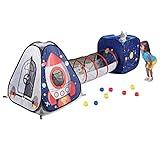 UTEX 3pc Space Astronaut Pop Up Play Tents with Tunnels for Kids, Boys, Girls, Babies and Toddlers, Indoor/Outdoor Playhouse –Stem Inspired Design W/Solar System & Planet