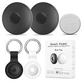 Black Air Tags-2 Pack and 2pcs Silicone Cases & Replaceable Batteries, Bluetooth Tracker Tags Work with Apple Find My App (iOS Only), Item Finder Locator for Vehicles, Keys, Luggage, Pets, Bags