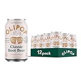 OLIPOP Prebiotic Soda Pop, Classic Root Beer, Pantry Pack Packed with Prebiotics, Fiber, and Botanicals, Gluten Free, Vegan, GMO Free, 12oz (12-Cans)