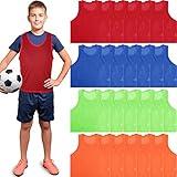 Yahenda 24 Pcs Nylon Mesh Scrimmage Team Practice Vests Pinnies Jerseys for Children Youth Sports Basketball Soccer Football (Multicolor)