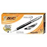 BIC Velocity Retractable Ballpoint Pens, Medium Point (1.0 mm), Black Ink Pens, 12-Count Pack, With Comfortable Grip