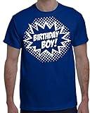 Custom Kingdom Mens Birthday Boy Superhero T-Shirt (Large, Royal Blue)