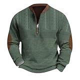 Graphic Sweatshirts Plus Size Vintage Solid Quarter Zip Pullover Men Lightweight Fall Winter Mock Neck Camo Jacket For Men Funny Long Sleeve Hunting Clothes For Men Elbow Patches Army Green L