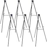 U.S. Art Supply 70" High Showroom XL Aluminum Display Easel (Pack of 6), Holds 45 lbs - Heavy Duty Extra Large Black Presentation Stand, Adjustable Portable Floor Tabletop Tripod - Show Signs, Posters