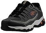 Skechers Men's Afterburn M. Fit Fashion Sneakers – Leather Upper, Memory Foam Insole, Rubber Outsole, Charcoal/Gray, 10.5 X-Wide
