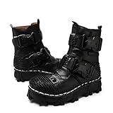BB BEROBELLO FASHION IS AN ATTITUDE Men's Combat Motorcycle Leather Boots Soft Comfortable Ankle Boots (Black, us_footwear_size_system, adult, men, numeric, wide, numeric_11)