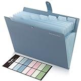 SKYDUE Expanding File Organizer with 8 Pockets, Accordion File Folders with Labels, Portable Document Paper Bill Receipt Organizer, Home College School Office Supplies, Letter Size, Blue