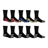 Fruit of the Loom Boys Big 10 Pack Crew Socks, Black Assorted, Shoe: 3-9