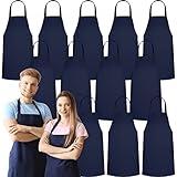 GREEN LIFESTYLE 12 Pack Professional Chef Apron – Grilling Aprons for Men, Waterproof Cooking Apron for BBQ, Work or Restaurant Use, Kitchen Aprons for Women – Navy, No Pockets