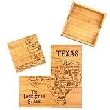 Totally Bamboo Texas State Puzzle 4 Piece Bamboo Coaster Set with Case