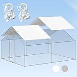 Chicken Coop Cover, 11.5 * 6.5 FT Chicken Run Cover with Ball Bungees Cords, Sun Shade Cloth for Yard Large Chicken Coop, Walk-in Chicken Run Pen, Duck Coop Tarp (2 Pack,White)