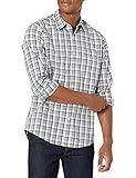 Amazon Essentials Men's Regular-Fit Long-Sleeve Casual Poplin Shirt, Grey Plaid, XX-Large