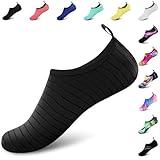 VIFUUR Water Sports Shoes Barefoot Quick-Dry Aqua Yoga Socks Slip-on for Men Women A Black 38-39