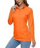 MAGCOMSEN Hiking Shirts for Women Long Sleeve Shirts Women Athletic Shirts Running Shirts Women Summer Workout Shirtrash Guard Sun Shirt Orange