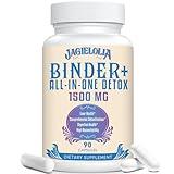 Jagielolia All-in-One Detox Binder Supplement 1500 MG - High Bioavailability, Liver Gut Detox Cleanse with Activated Charcoal, Zeolite & Bentonite Clay for Toxins, Liver, Digestive, 90 Vegan Capsules