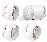 Poosue Standard Size Adult Baseballs - 9 inch Unmarked & Faux Leather Covered Training Ball Practice Baseball for League Play, Pitching, Hitting, Batting, Fielding, Autograph (3)