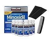 Kirkland Minoxidil 5% for Men, Topical Solution Extra Strength Hair Regrowth Treatment, 6 Months Supply, Total 12 Fl Oz, Dropper Applicator, Exclusive 2 MicroFiber Cleaning Cloths and Comb Included