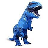 Piamif Inflatable Dinosaur Costume Adult, Fancy Halloween Blow up T-Rex Costume Full Body Dino Costume for Cosplay Party (Blue)