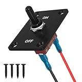 RVBOATPAT Heavy Duty Waterproof Toggle Switch 12V DC 30A 2 Pin SPST ON/Off Toggle Switch with Mounting Panel for Marine Boat Automotive