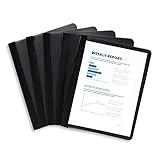 Blue Summit Supplies 25 Black Plastic Report Covers with Prongs, Black 3 Prong Clear Front Report Cover for Presentation, Document, and School Use, 0.42mm PP Plastic, Bulk 25 Pack