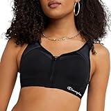 Champion womens Motion Control Zip Sports Bra, Black, 42B US