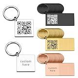 Custom QR Code Keychain Bulk Personalized Engraved LOGO Business Company Coworker Organizer Gifts Funny Scannable Gift for Boyfriend Girlfriend Family Dog Tag Gifts Social Media Code Online Profile