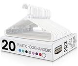 Utopia Home Plastic Hangers 20 Pack - Clothes Hanger with Hooks - Durable & Space Saving (White)