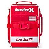 SurviveX Large First Aid Kit for Car, Travel & Home - Emergency Kit for Hiking, Camping, Backpacking and Outdoors - Includes Zip Stitch Wound Closure Strips