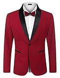 COOFANDY Men's Tuxedo Jacket Wedding Blazer One Button Dress Suit for Dinner,Prom,Party Red