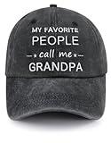 My Favorite People Call Me Grandpa Hats for Men, Funny Adjustable Cotton Embroidered Baseball Cap Black