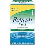 Refresh Plus Lubricant Eye Drops, Preservative-Free, 0.01 Fl Oz Single-Use Containers, 50 Count, Packaging May Vary
