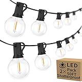 100ft 2-Pack Outdoor G40 LED Globe String Lights Dimmable Waterproof Shatterproof Light Strings with 52 Bulbs Connectable Commercial Hanging Lights for Christmas Patio House Backyard Balcony Party