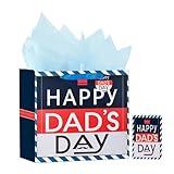 Usmilegift 13'' Fathers Day Gift Bags with Greeting Card and Tissue Paper Best Dad Ever Dad Day Paper Gift Bags for Birthdays, Father's Day, Congratulations