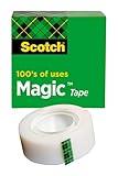 Scotch Magic Tape, Invisible, Home Office Supplies and Back to School Supplies for College and Classrooms, 1 Roll