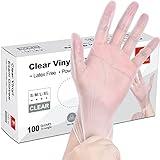 SCHNEIDER Clear Vinyl Exam Gloves, 4-mil, Medium 100-ct Box, Latex-Free, Disposable Gloves, Medical Gloves, Cleaning Gloves, Food Prep Gloves, Food Safe Rubber Gloves, Powder-Free, Non-Sterile