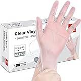 Schneider Clear Vinyl Exam Gloves, 4-mil, Medium 100-ct Box, Latex-Free, Rubber Disposable Gloves For Medical, Cleaning , Food Prep, Food Safe, Powder-Free, Non-Sterile