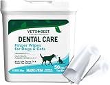 Vet's Best Dental Care Finger Wipes - Reduces Plaque & Tartar Build Up - Freshens Breath - Teeth Cleaning Finger Wipes for Dogs & Cats - 50 Count