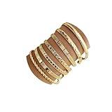 IFKM Gold Bangle Bracelets For Women, 14k Gold Plated Multi Layer Stackable Cuff Bracelet Set, Trendy Elegance Charms Non Tarnish Minimalist Textured Boho Jewelry Gift for Women