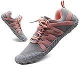 Barefoot Shoes for Women Workouts Wide Width Shoes Women's Track Field Cross Country Shoes Comfortable 5 Toe Shoes Minimalist Running Outdoor Arch Support Gray Pink US Size 5.5