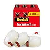 Scotch Transparent Tape, Clear Tape Engineered for Office and Home Use, 1 Inch Core 3/4 in x 1000 in, 3 Boxes