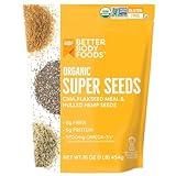 BetterBody Foods Superfood Organic Super Seeds - Blend of Organic Chia Seeds, Milled Flax Seed, Hemp Hearts, Add to Smoothies Shakes & More, 1lb, 16 oz