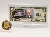 Generic Individual Coin & $2 Dollar Bill Set - 1pcs Two Dollar Bill and 1pcs Gold Plated Coin Colorized Mugshot Uncirculated Individual Collectible Coins Commemorative Coin 2024 for Collectors