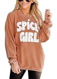 Dressmine Womens Halloween Sweater Letter Print Long Sleeve Shirts Crew Neck Pullover Tops Pumpkin Spice Sweatshirt Orange Large