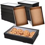 Feifeiya 20 Pack Black Catering Boxes, 17.72 x 12.2 x 3.15in Bakery Boxes with Window Lids, To Go Paper Food Containers Disposable, Greaseproof Pastry for Charcuterie or Cupcakes, Easy Assembly