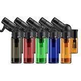 Flame bird 5 Pack Torch Lighter Mini Refillable Butane Lighter, Rotatable Head, Windproof, Multi Utility Small Lighter for Candles Fireplaces Campfires Grill BBQ (Without Butane)