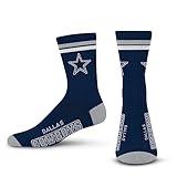 FBF - Official NFL 2 Stripe Adult Team Logo & Colors Crew Dress Socks Footwear for Men and Women Game Day Apparel - Dallas Cowboys Medium 5-10