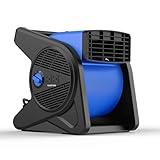 shinic High Velocity Fan 15" 375 CFM 3-Speed Utility Fans Air Mover Blower Fan with 270° Pivot Carpet Dryer Floor Fan with 2 Outlets Portable Industrial Fans for Job Site Home Garage Work shop, Blue