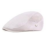 NP Men's Mesh Newsboy Cap Spring Summer Breathable Beret Unisex Adjustable Cabbie Flat Cap (White)